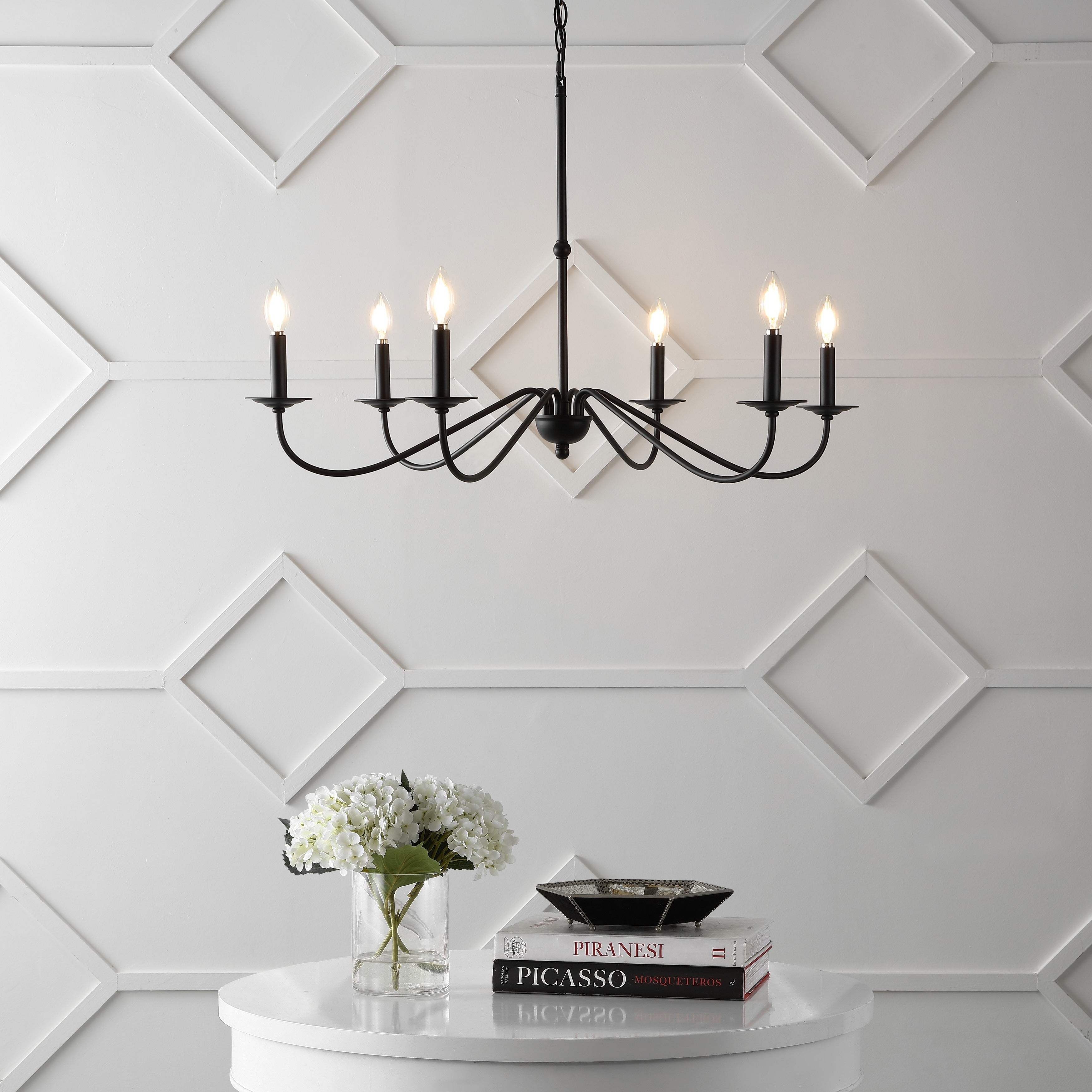 34.75 Lustre LED en fer à 6 lumières, par JONATHAN Y