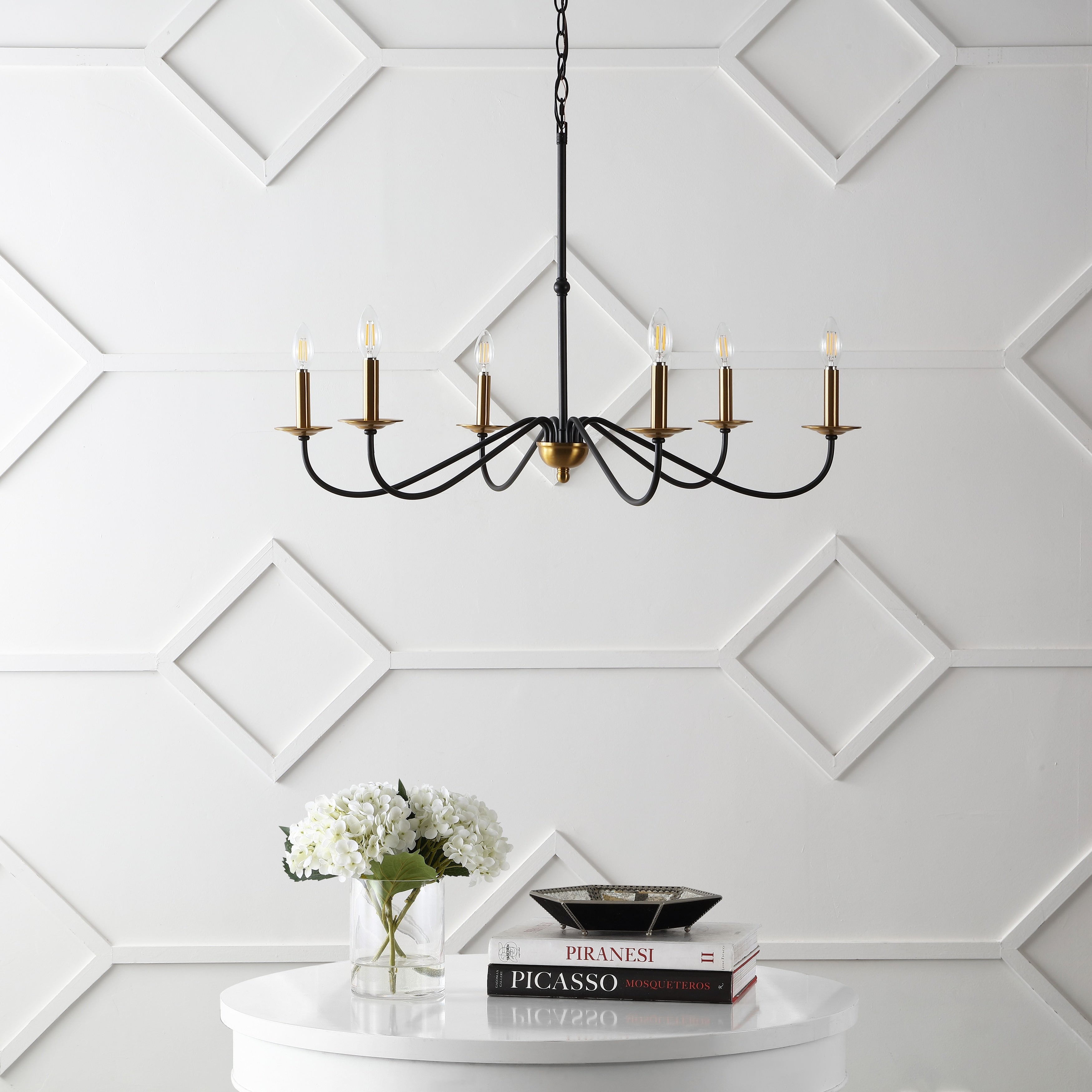 34.75 Lustre LED en fer à 6 lumières, par JONATHAN Y