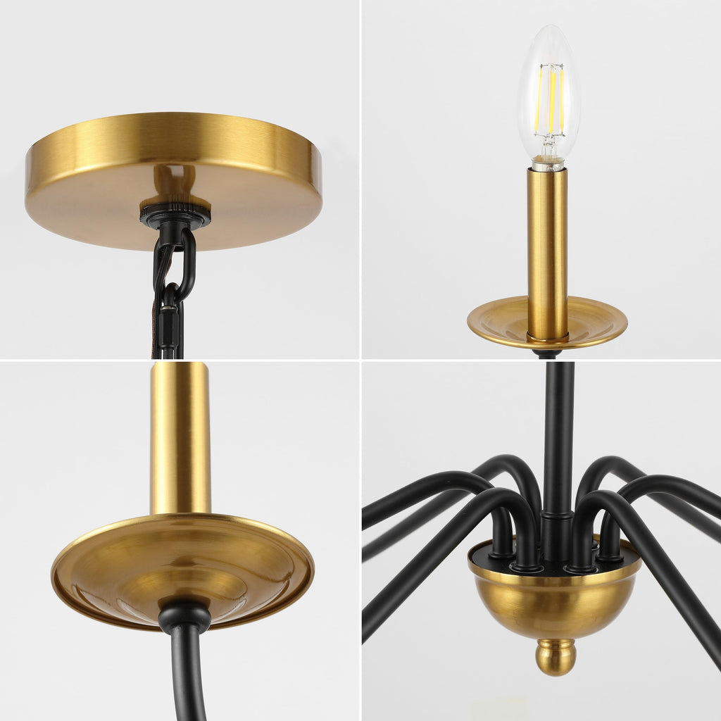 34.75 Lustre LED en fer à 6 lumières, par JONATHAN Y