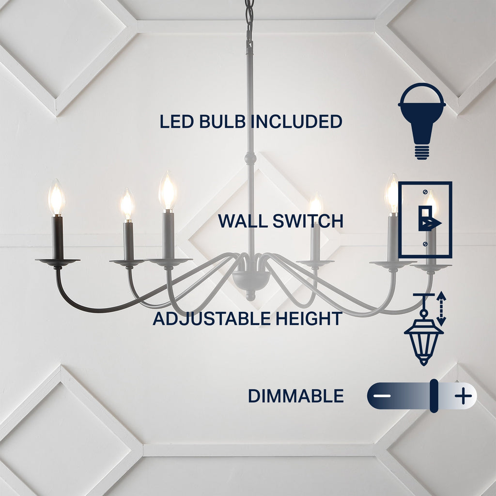 34.75 Lustre LED en fer à 6 lumières, par JONATHAN Y