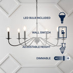 34.75 Lustre LED en fer à 6 lumières, par JONATHAN Y