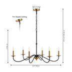 34.75 Lustre LED en fer à 6 lumières, par JONATHAN Y