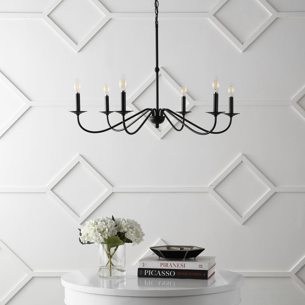 34.75 Lustre LED en fer à 6 lumières, par JONATHAN Y