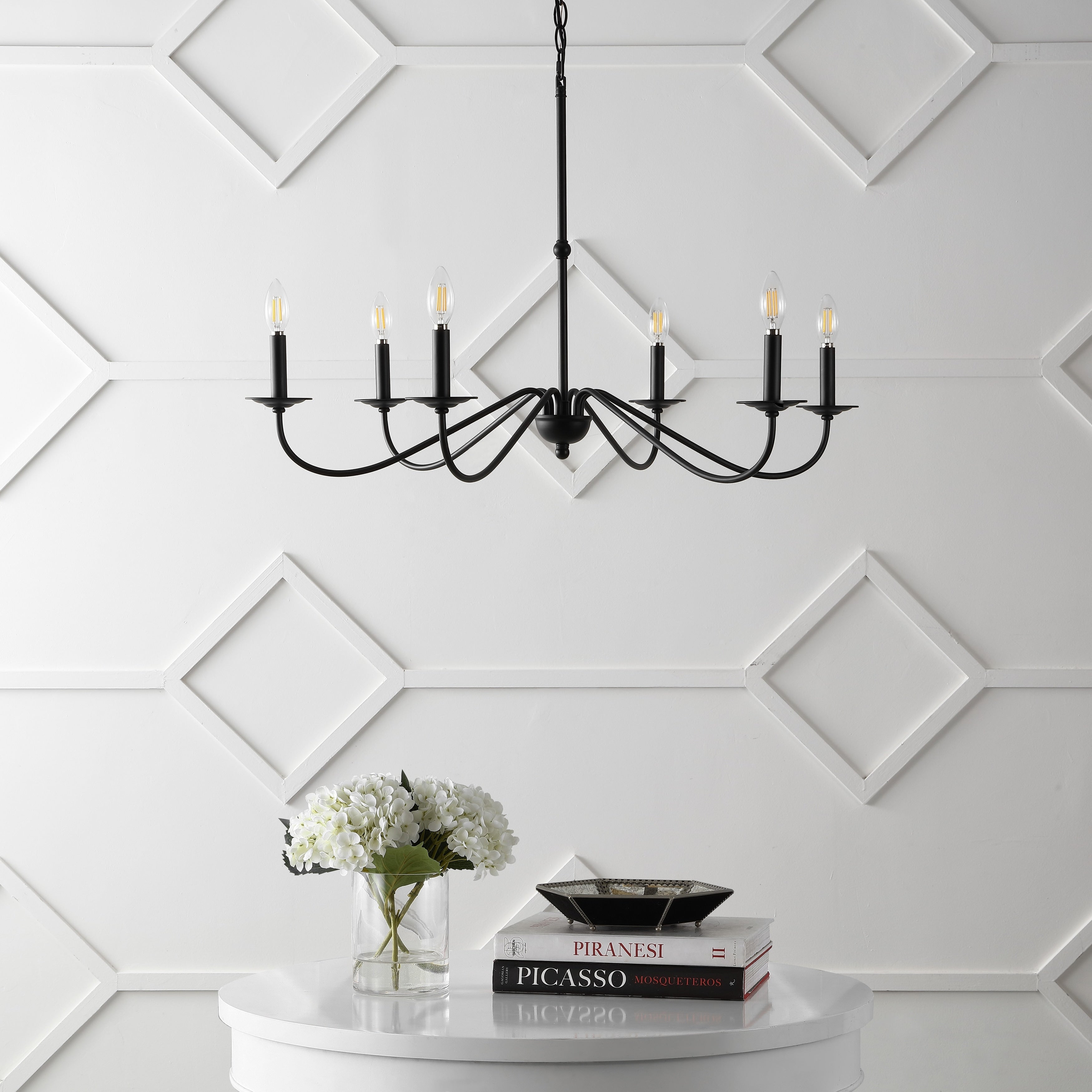 34.75 Lustre LED en fer à 6 lumières, par JONATHAN Y