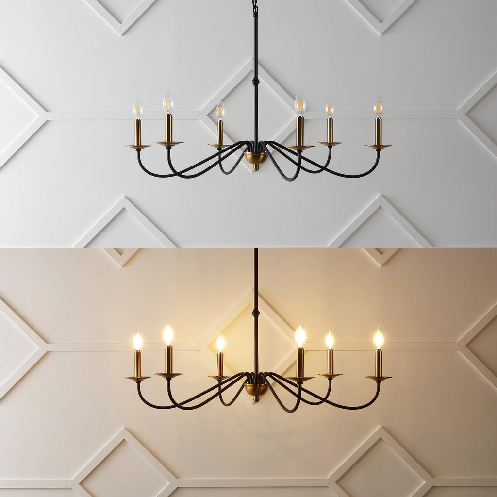 34.75 Lustre LED en fer à 6 lumières, par JONATHAN Y