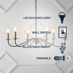 34.75 Lustre LED en fer à 6 lumières, par JONATHAN Y