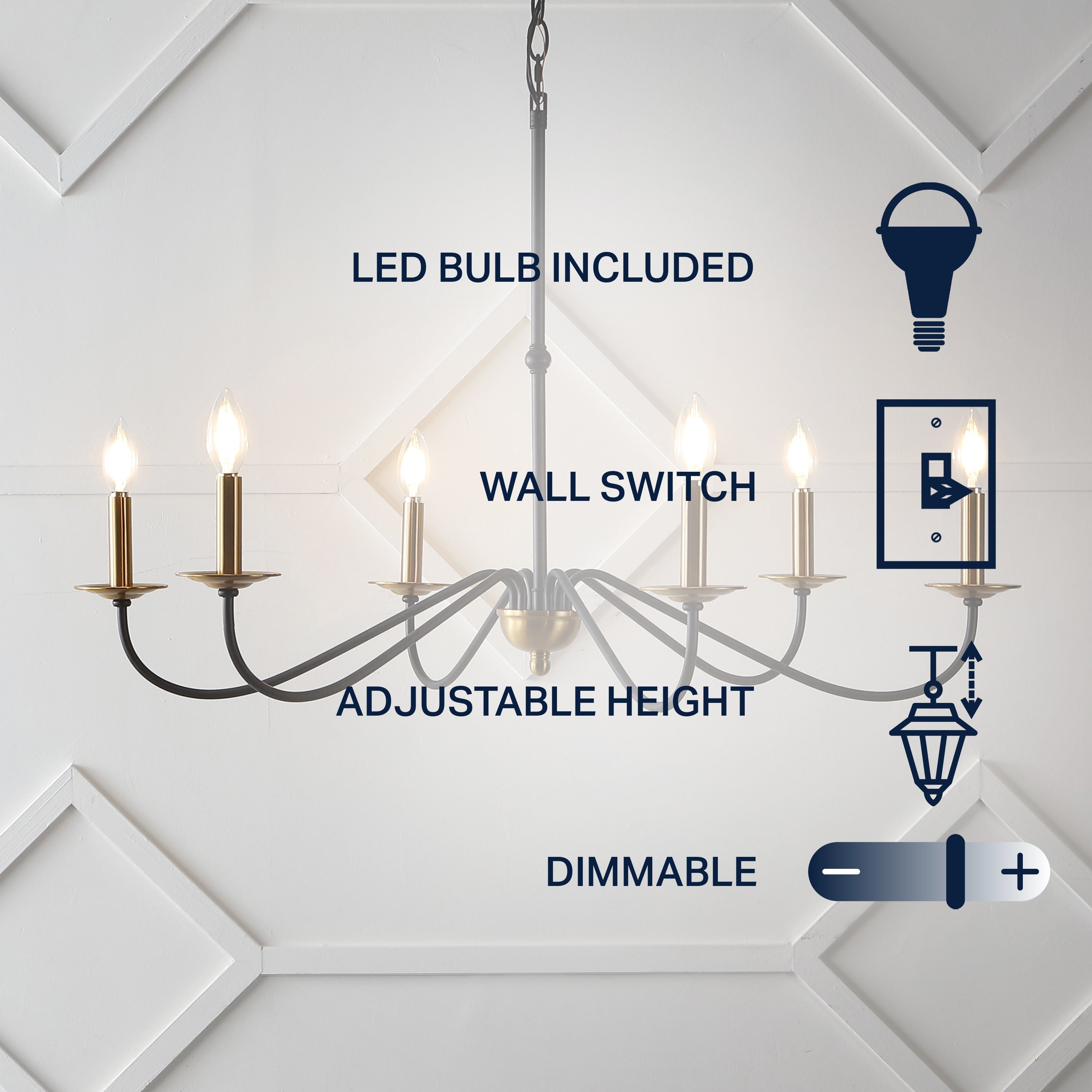 34.75 Lustre LED en fer à 6 lumières, par JONATHAN Y