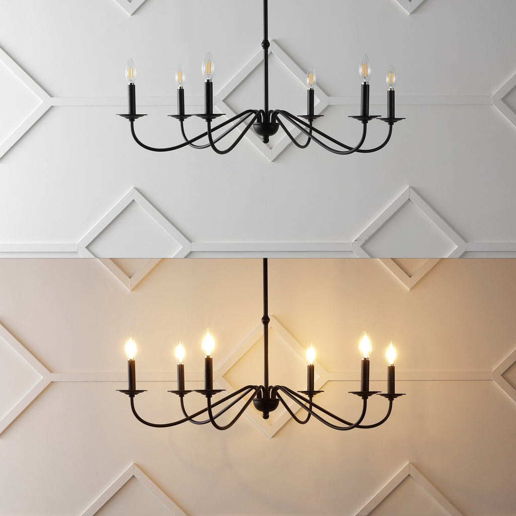 34.75 Lustre LED en fer à 6 lumières, par JONATHAN Y