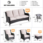 OVIOS Ensemble de meubles de jardin en osier 8 pièces avec chaise pivotante