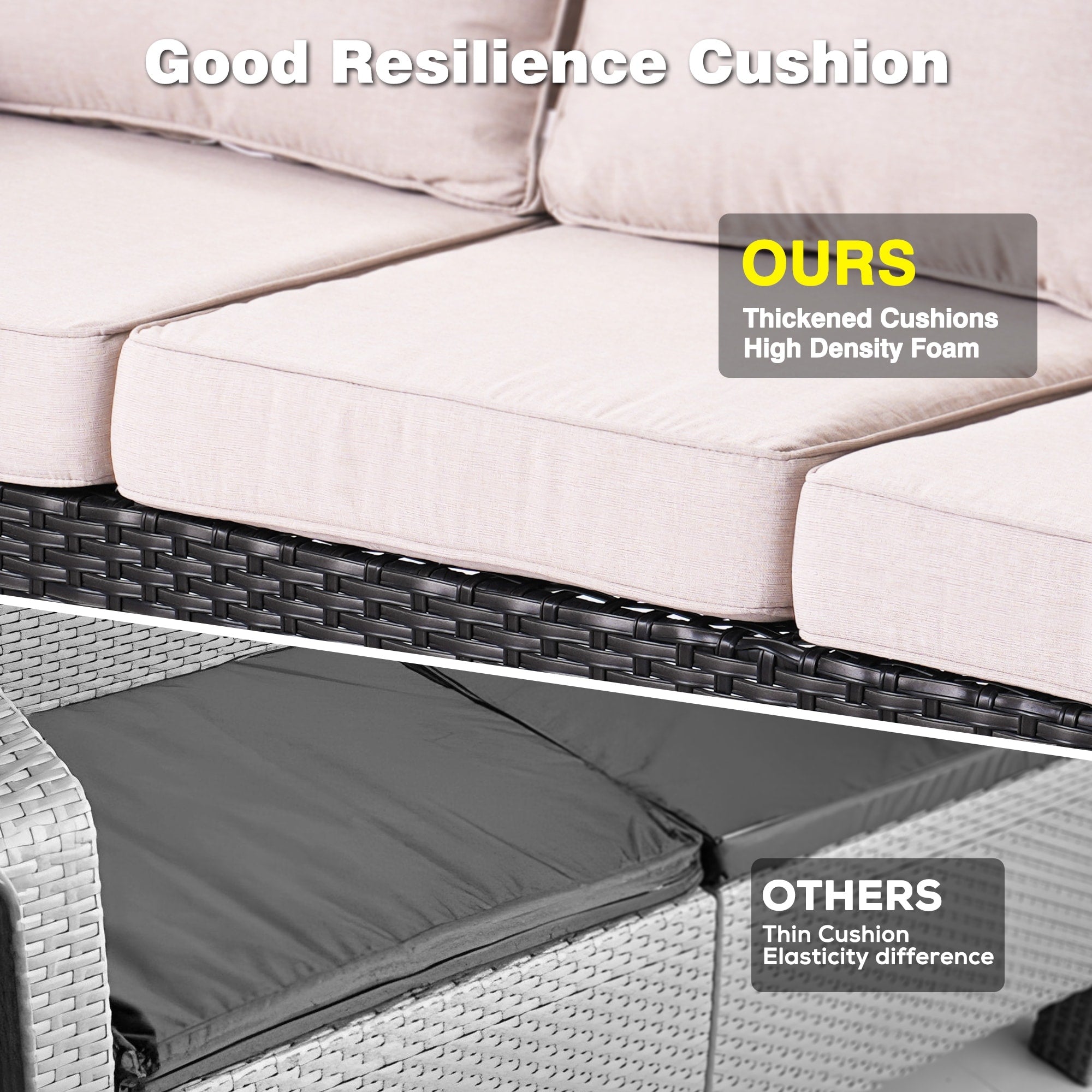 OVIOS Ensemble de meubles de jardin en osier 8 pièces avec chaise pivotante