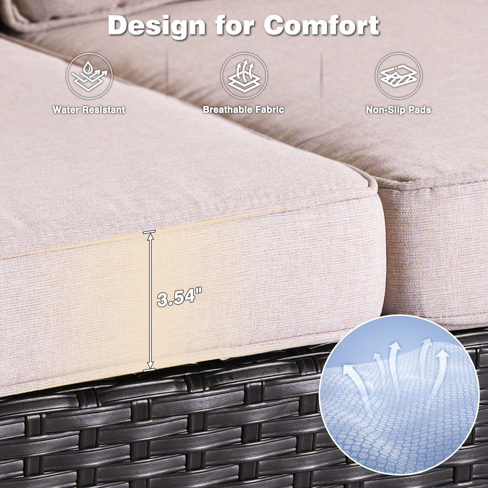 OVIOS Ensemble de meubles de jardin en osier 8 pièces avec chaise pivotante