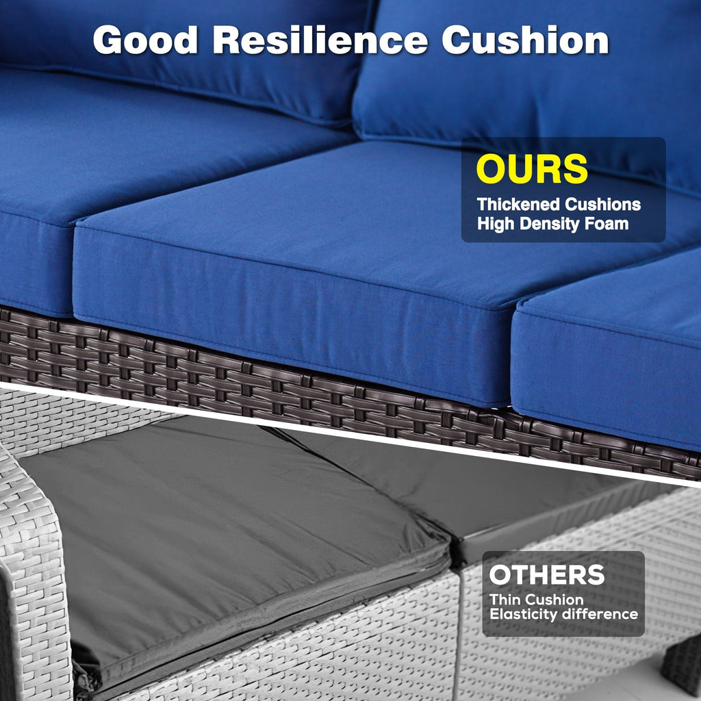 OVIOS Ensemble de meubles de jardin en osier 8 pièces avec chaise pivotante