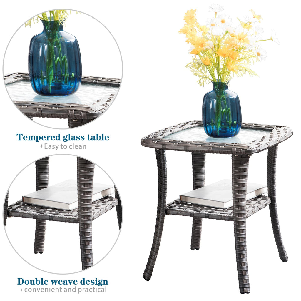 OVIOS Ensemble de meubles de jardin en osier 8 pièces avec chaise pivotante