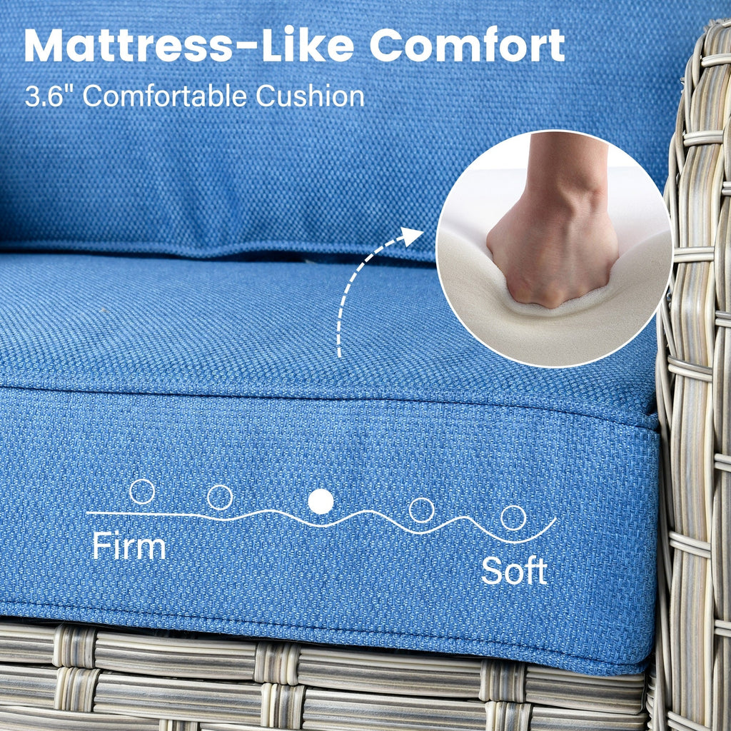 Ensemble de 9 chaises pivotantes d'extérieur en résine tressée OVIOS avec table de feu