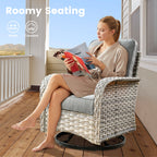 Ensemble de 9 chaises pivotantes d'extérieur en résine tressée OVIOS avec table de feu