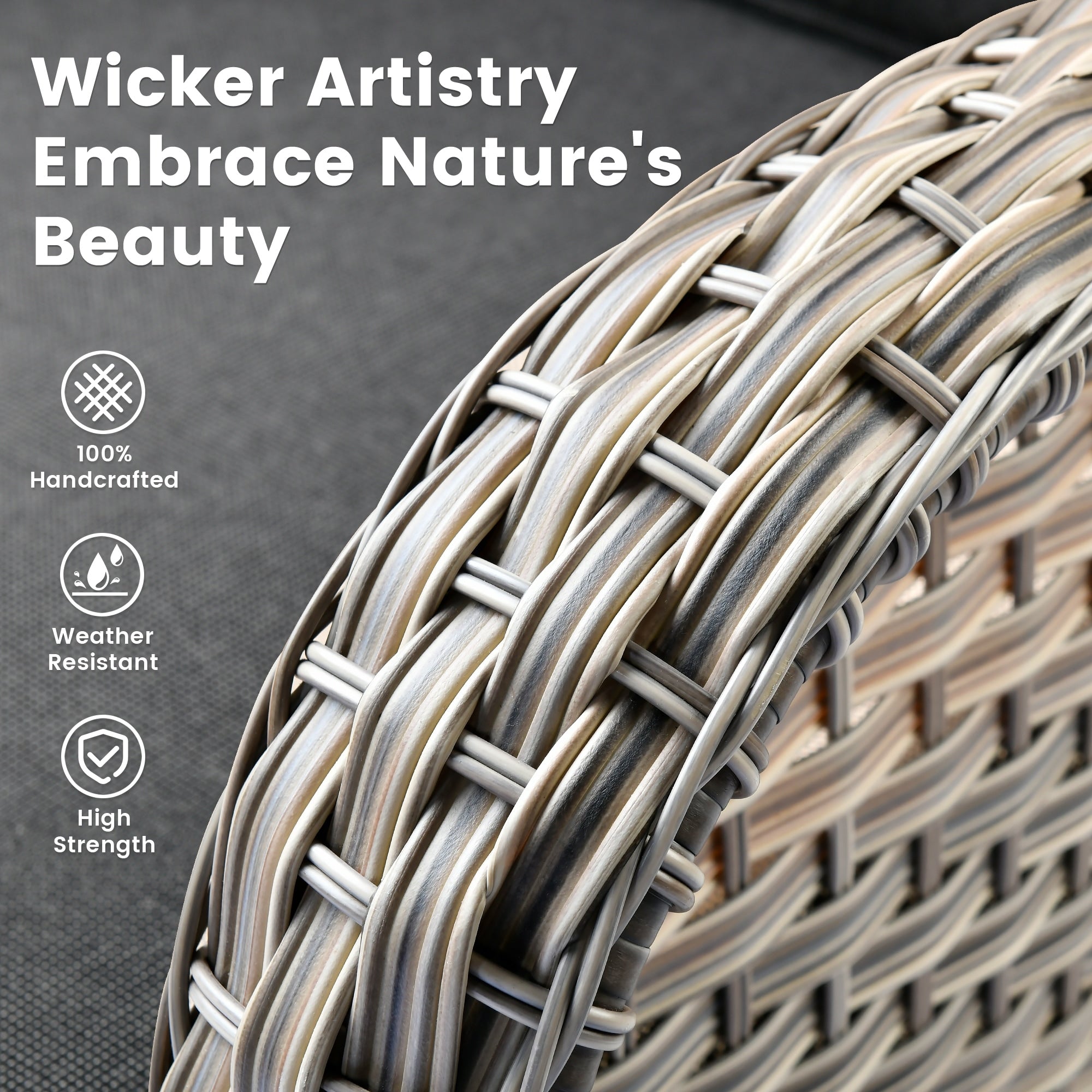 Ensemble de 9 chaises pivotantes d'extérieur en résine tressée OVIOS avec table de feu