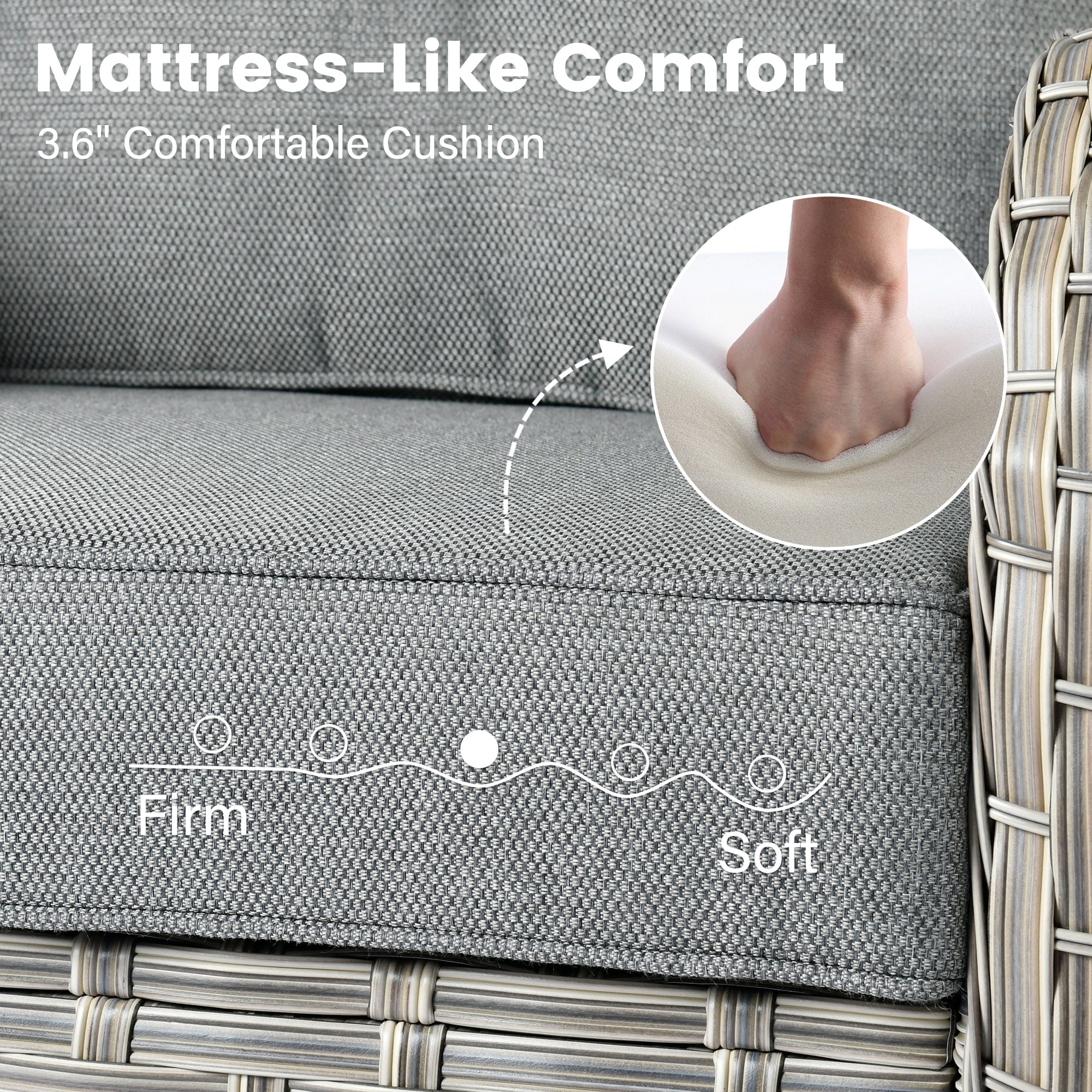 Ensemble de 9 chaises pivotantes d'extérieur en résine tressée OVIOS avec table de feu