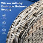 Ensemble de 9 chaises pivotantes d'extérieur en résine tressée OVIOS avec table de feu