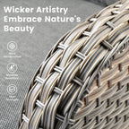 Ensemble de 9 chaises pivotantes d'extérieur en résine tressée OVIOS avec table de feu