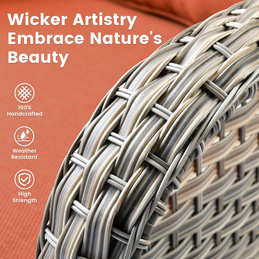 Ensemble de 9 chaises pivotantes d'extérieur en résine tressée OVIOS avec table de feu