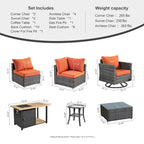 Ensemble de canapés d'angle OVIOS en résine tressée à assise profonde, 11 pièces, fauteuils pivotants et foyer extérieur