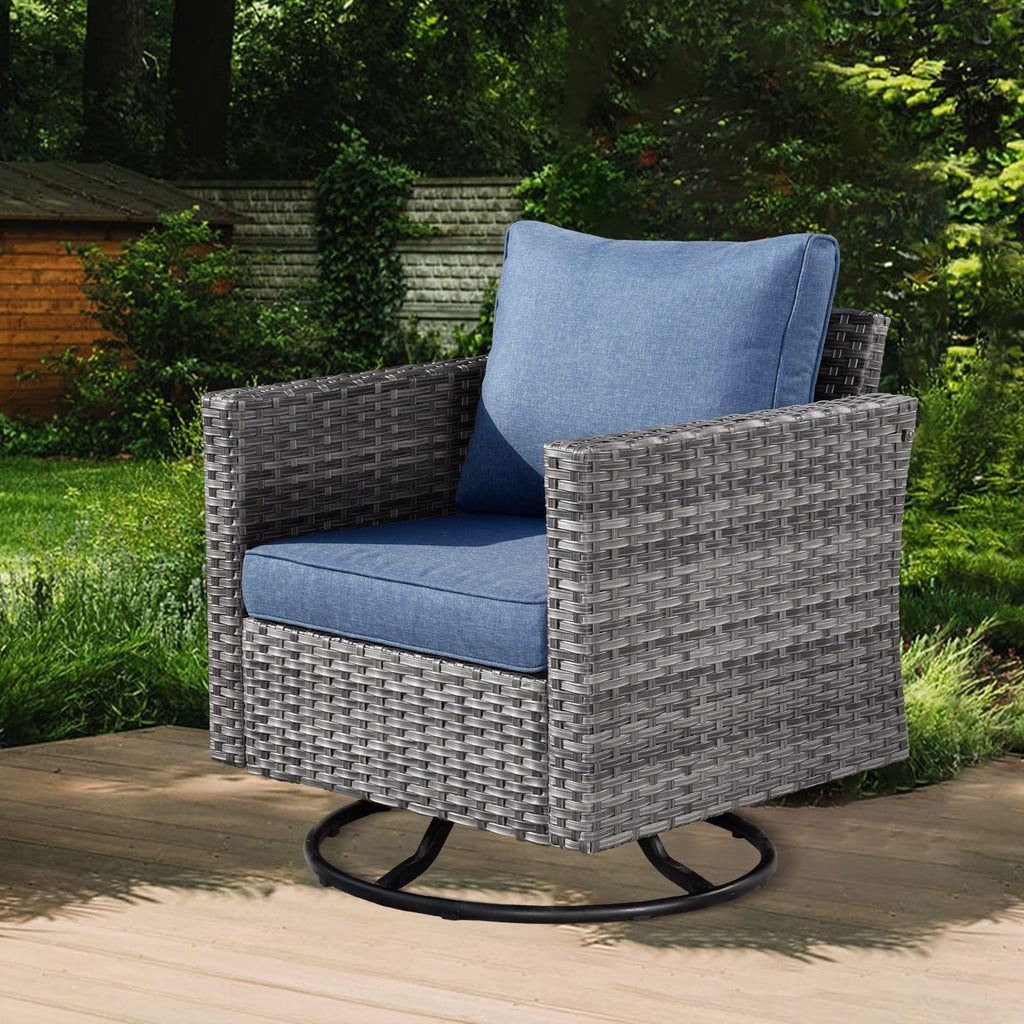 Ensemble de canapés d'angle OVIOS en résine tressée à assise profonde, 11 pièces, fauteuils pivotants et foyer extérieur