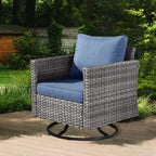 Ensemble de canapés d'angle OVIOS en résine tressée à assise profonde, 11 pièces, fauteuils pivotants et foyer extérieur