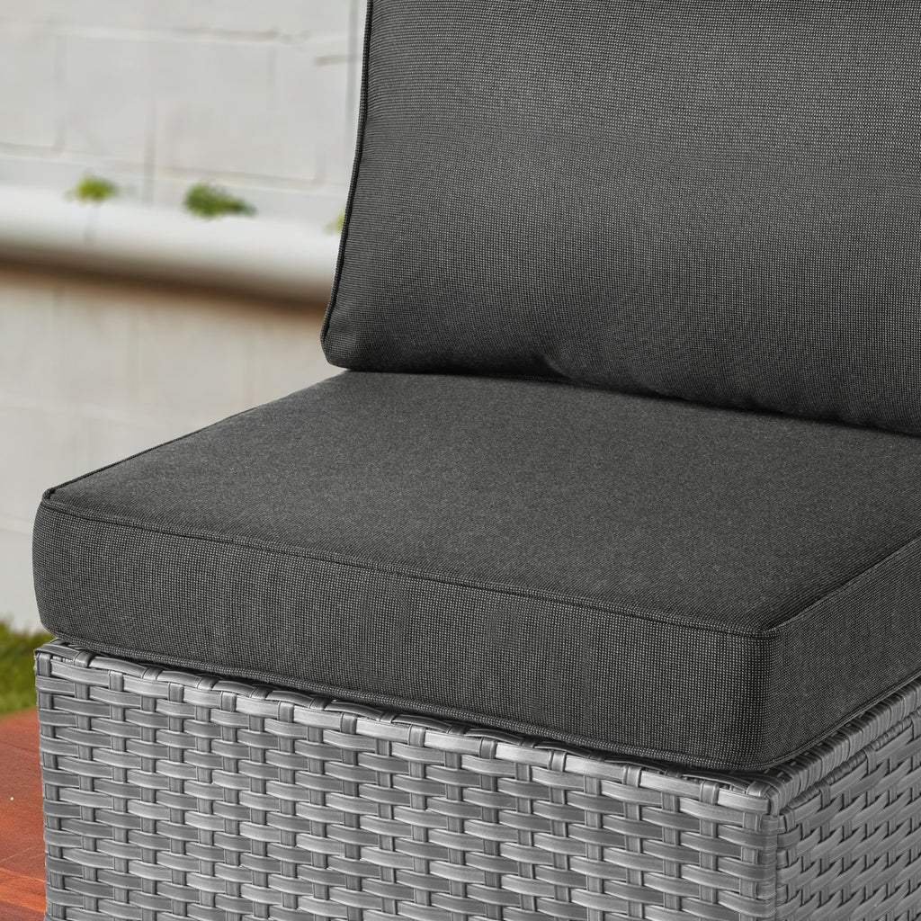 Ensemble de canapés d'angle OVIOS en résine tressée à assise profonde, 11 pièces, fauteuils pivotants et foyer extérieur