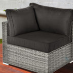 Ensemble de canapés d'angle OVIOS en résine tressée à assise profonde, 11 pièces, fauteuils pivotants et foyer extérieur