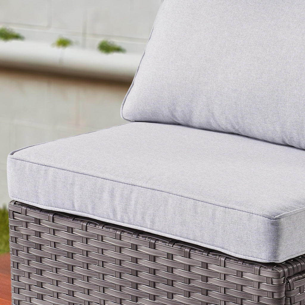 Ensemble de canapés d'angle OVIOS en résine tressée à assise profonde, 11 pièces, fauteuils pivotants et foyer extérieur