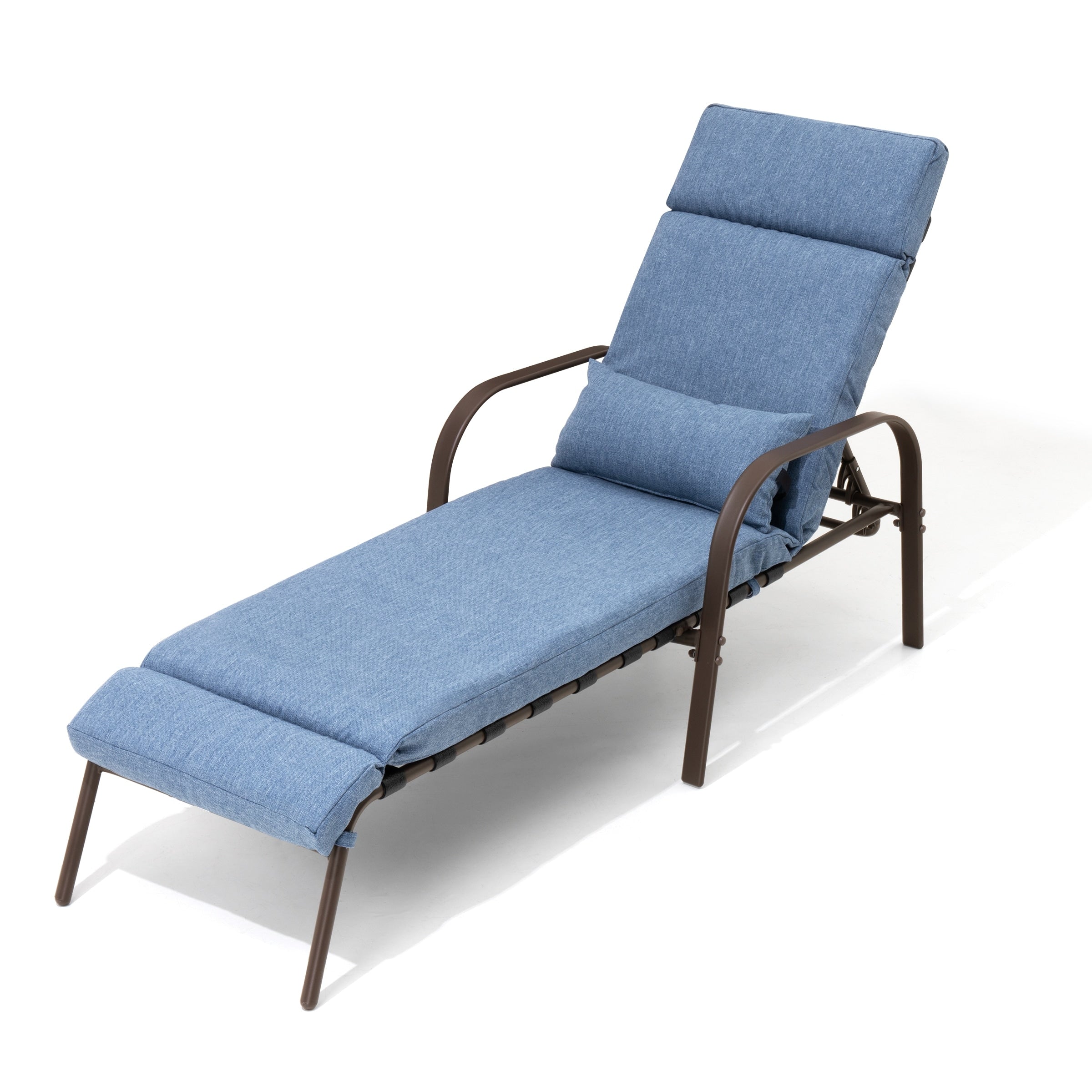 Chaise longue de jardin réglable avec coussin pour extérieur, pour terrasse, plage ou bord de piscine