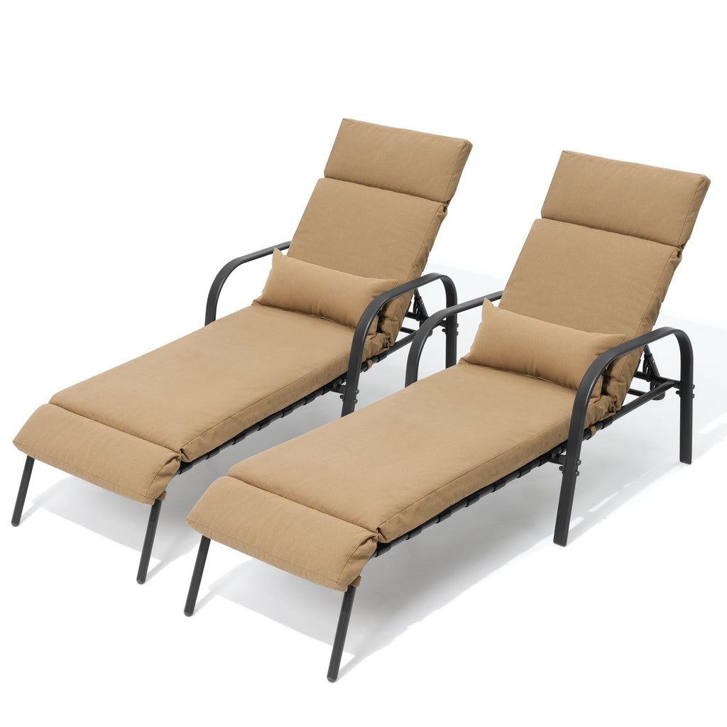 Chaise longue de jardin réglable avec coussin pour extérieur, pour terrasse, plage ou bord de piscine