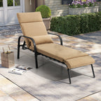 Chaise longue de jardin réglable avec coussin pour extérieur, pour terrasse, plage ou bord de piscine