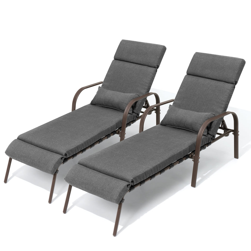 Chaise longue de jardin réglable avec coussin pour extérieur, pour terrasse, plage ou bord de piscine