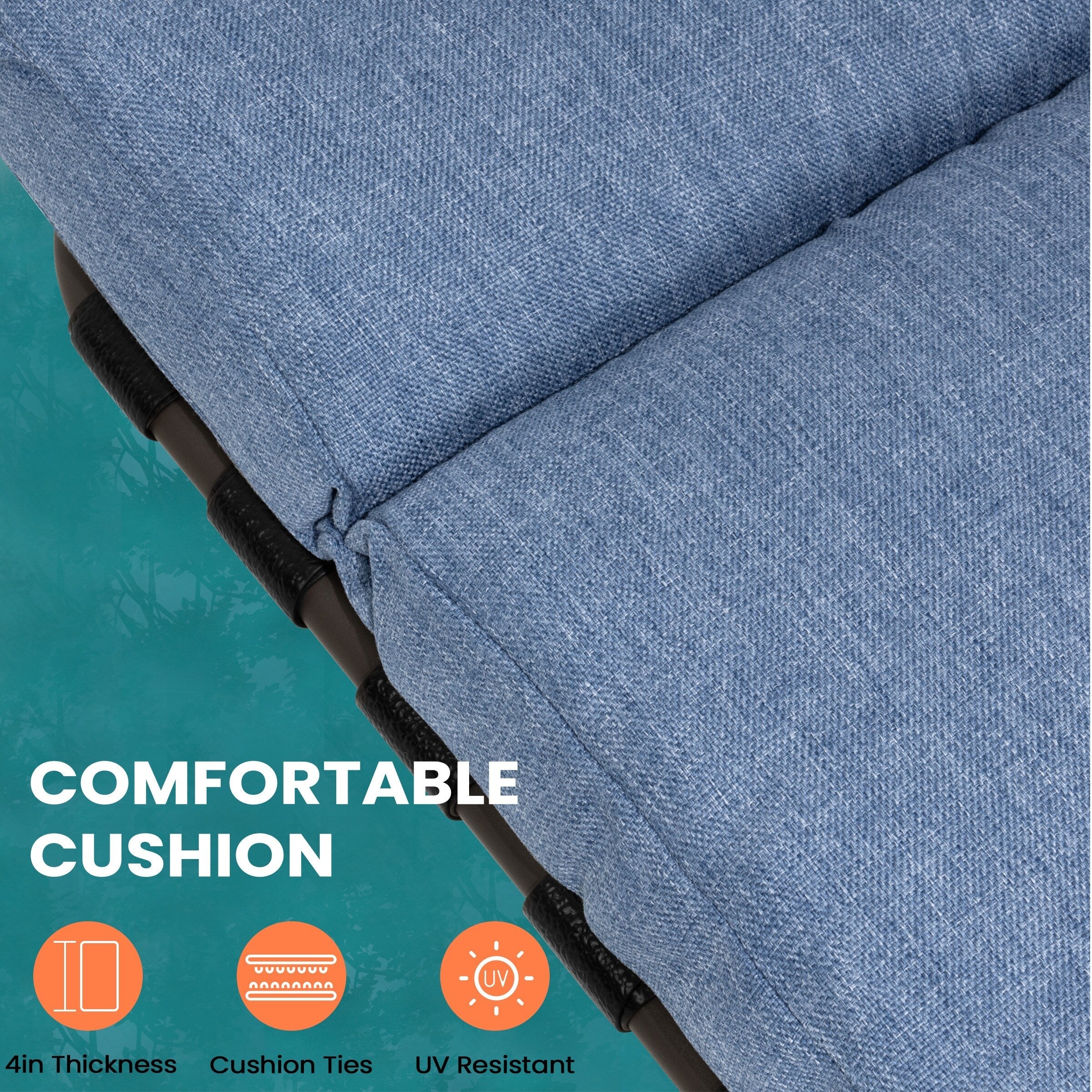 Chaise longue de jardin réglable avec coussin pour extérieur, pour terrasse, plage ou bord de piscine