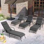 Chaise longue de jardin réglable avec coussin pour extérieur, pour terrasse, plage ou bord de piscine