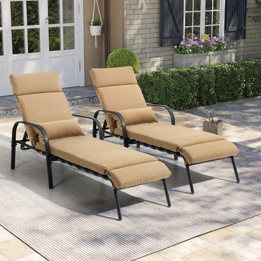 Chaise longue de jardin réglable avec coussin pour extérieur, pour terrasse, plage ou bord de piscine