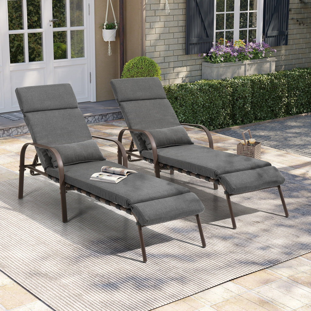 Chaise longue de jardin réglable avec coussin pour extérieur, pour terrasse, plage ou bord de piscine