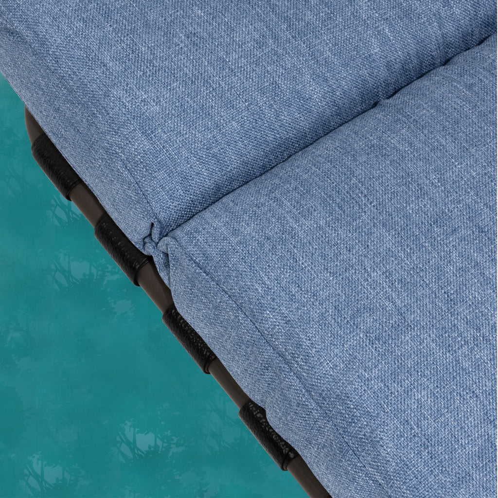 Chaise longue de jardin réglable avec coussin pour extérieur, pour terrasse, plage ou bord de piscine