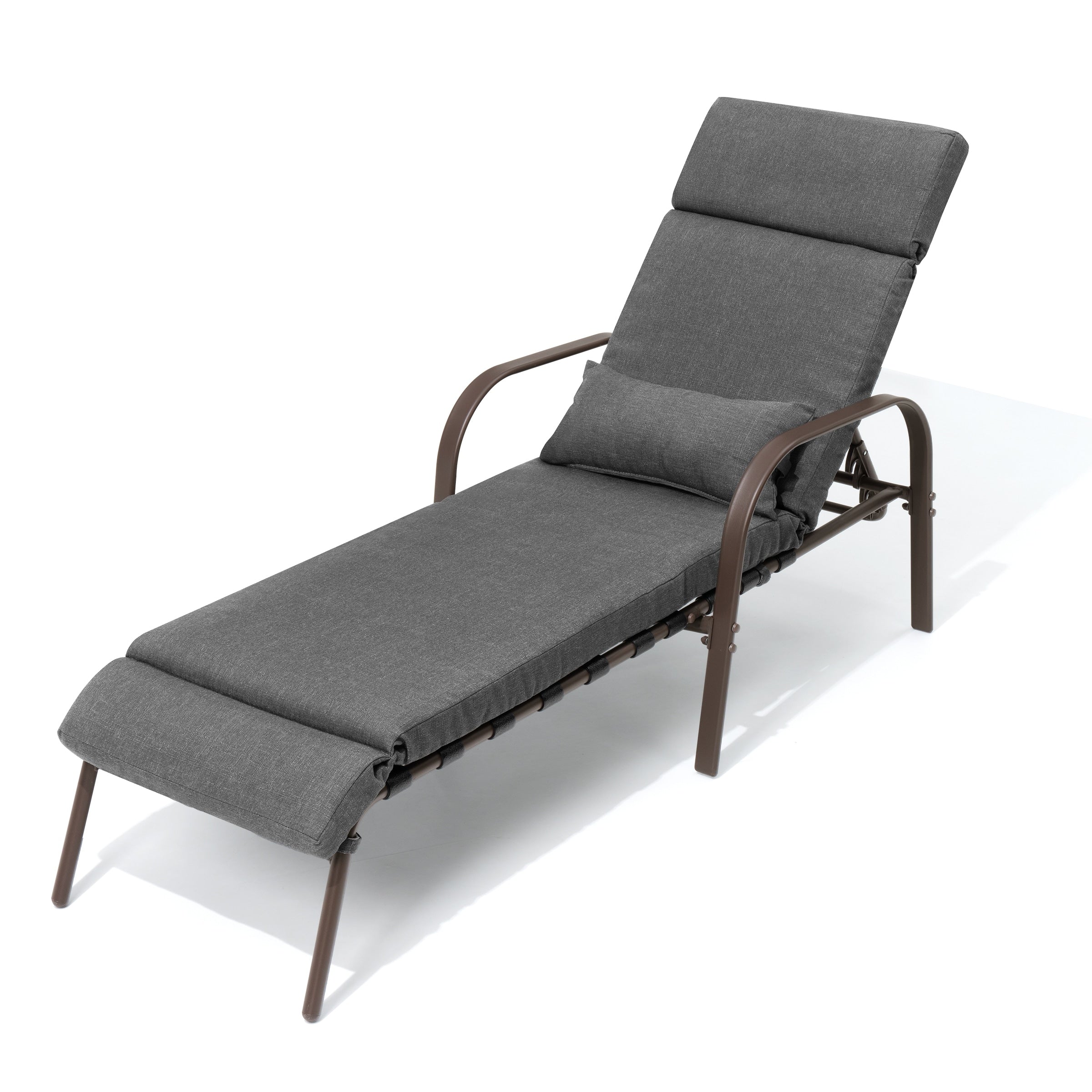 Chaise longue de jardin réglable avec coussin pour extérieur, pour terrasse, plage ou bord de piscine