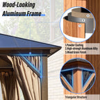 EROMMY Gazebo à toit rigide, Pergola d'extérieur avec double toit, moustiquaire et rideaux, auvent robuste pour patio, jardin, fête à la piscine