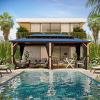 EROMMY Gazebo à toit rigide, Pergola d'extérieur avec double toit, moustiquaire et rideaux, auvent robuste pour patio, jardin, fête à la piscine