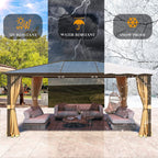 EROMMY Gazebo à toit rigide, Pergola d'extérieur avec double toit, moustiquaire et rideaux, auvent robuste pour patio, jardin, fête à la piscine