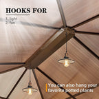 EROMMY Gazebo à toit rigide, Pergola d'extérieur avec double toit, moustiquaire et rideaux, auvent robuste pour patio, jardin, fête à la piscine