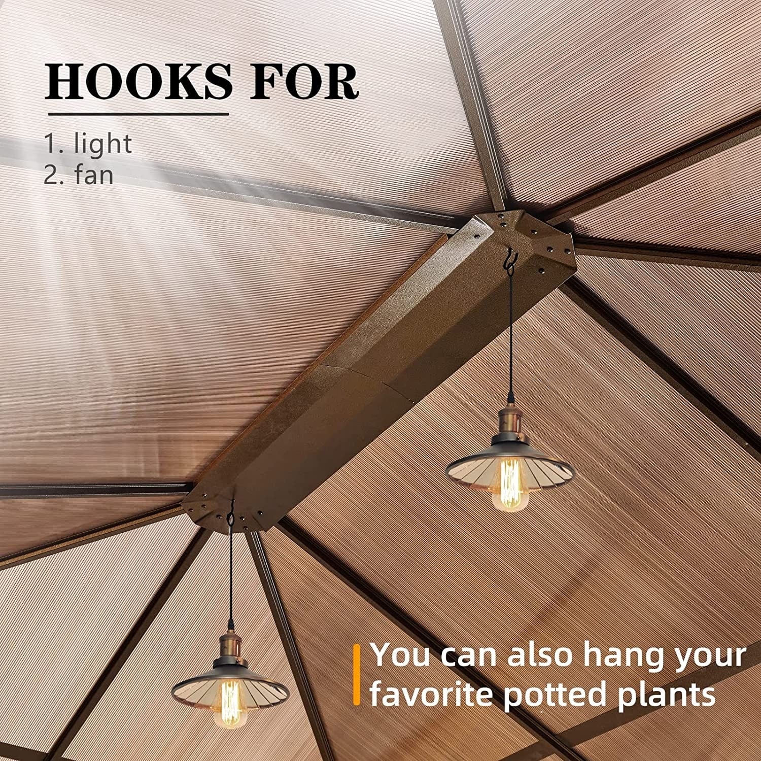 EROMMY Gazebo à toit rigide, Pergola d'extérieur avec double toit, moustiquaire et rideaux, auvent robuste pour patio, jardin, fête à la piscine