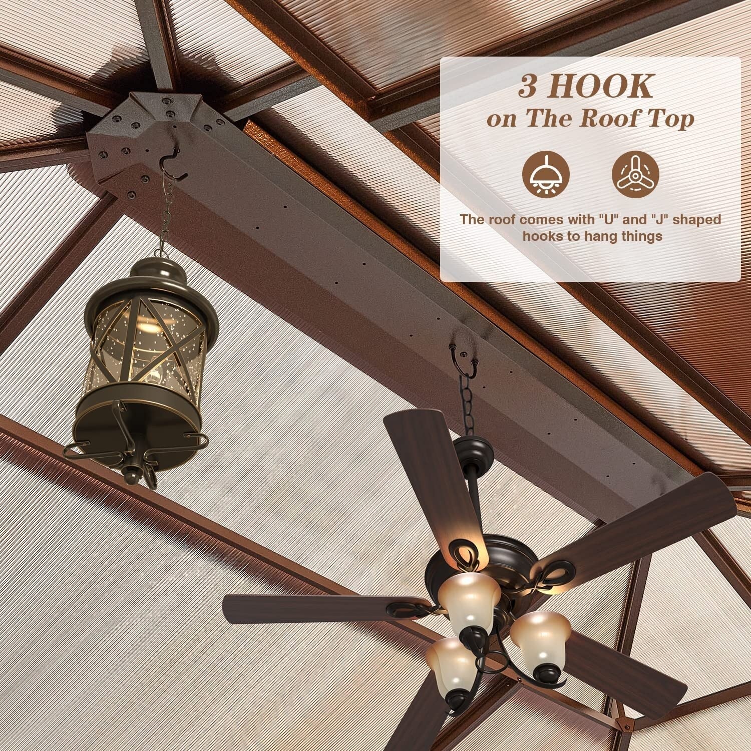 EROMMY Gazebo à toit rigide, Pergola d'extérieur avec double toit, moustiquaire et rideaux, auvent robuste pour patio, jardin, fête à la piscine