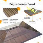 EROMMY Gazebo à toit rigide, Pergola d'extérieur avec double toit, moustiquaire et rideaux, auvent robuste pour patio, jardin, fête à la piscine