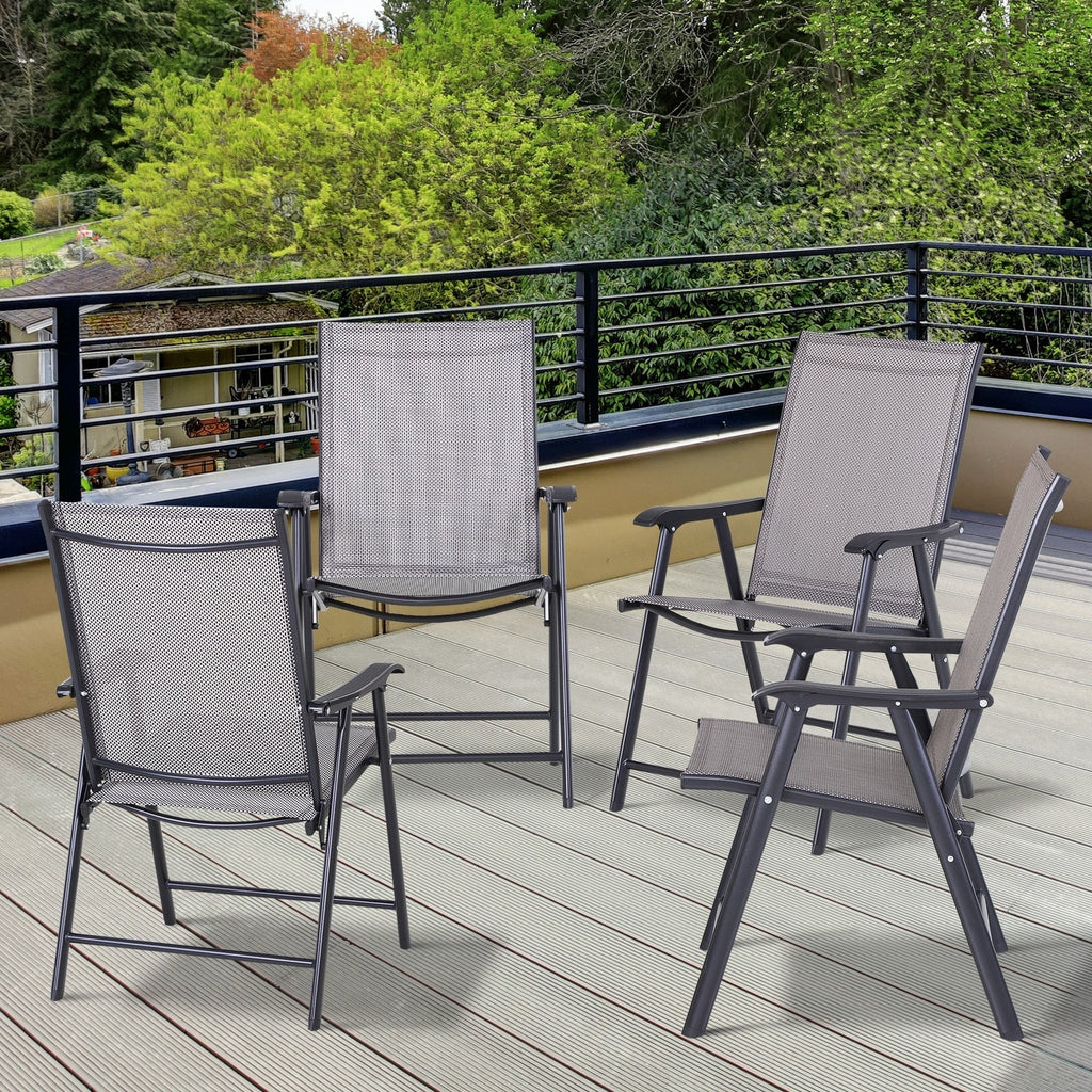 Outsunny Ensemble de 4 chaises de jardin pliantes avec un design simple et chic, confortables pour la terrasse, le jardin, la cour et les voyages.