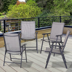 Outsunny Ensemble de 4 chaises de jardin pliantes avec un design simple et chic, confortables pour la terrasse, le jardin, la cour et les voyages.
