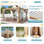 EROMMY Pergola Gazebo Extérieure à Volets avec Toit en Aluminium Réglable et Étanche à la Pluie